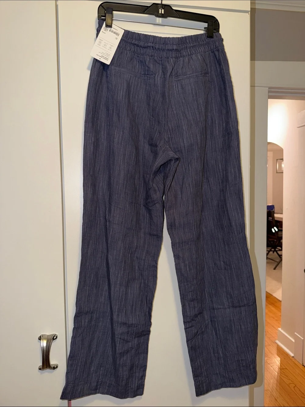 Athleta Navy Blue Drawstring Linen-Blend Joggers